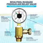 RV40600 (98209800) Brass Air Relief Valve | Compatible with Pool Filter Systems - FNS, Clean and Clear, Quad DE, 4000 Series Filters I Essential Pool Maintenance Accessory, Yellow/Black