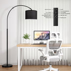 Ambimall Dimmable Arc Floor Lamp with Remote, Color Temperatures and Brightness Adjustable, Arched Floor Lamp with Rotating Head, Over Couch Arched Reading Light for Living Room (Black and Black)