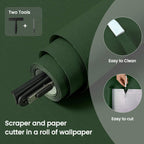 Abyssaly Green Wallpaper Peel and Stick 15.7" x 393.7" Silk Embossed Green Contact Paper for Cabinets Removable Self Adhesive Textured Wallpaper Covering for Bedroom with Scraper, Paper Cutter