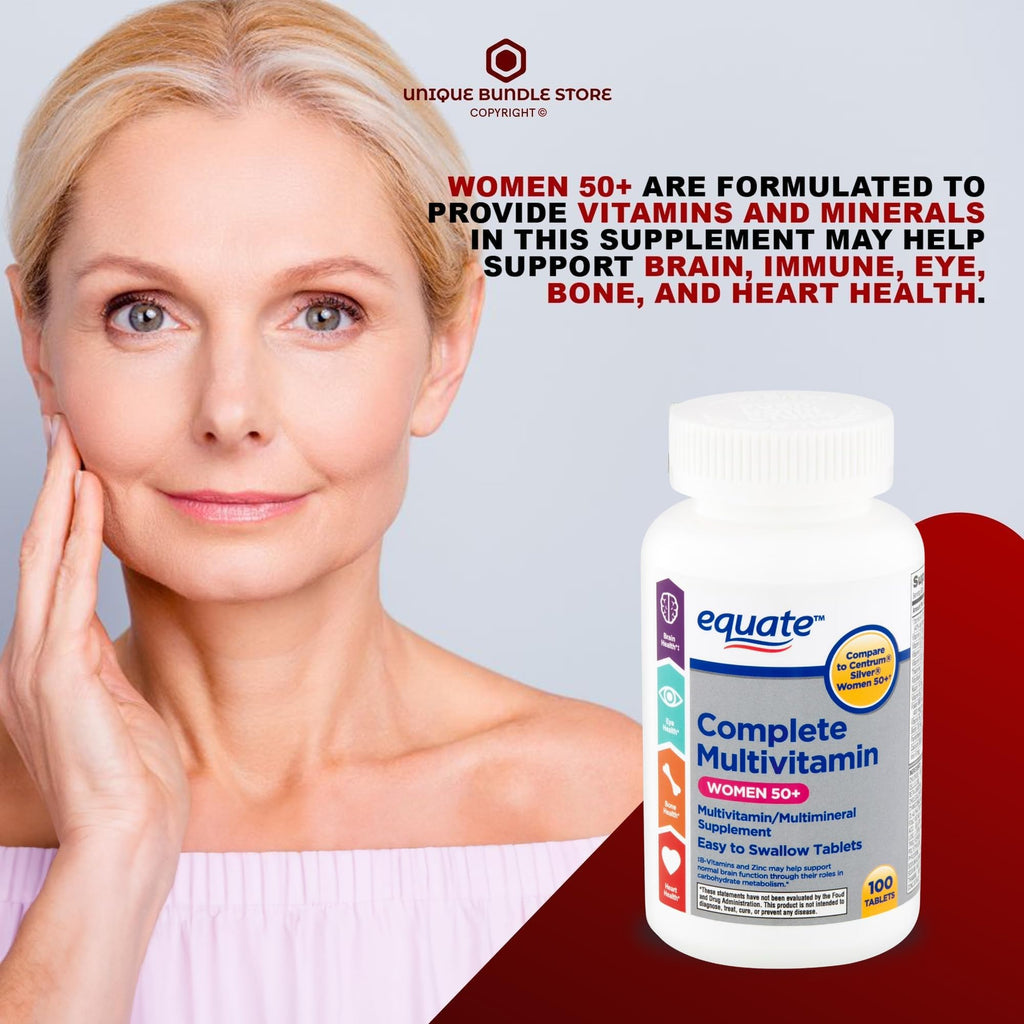 Unique Bundle Store Multivitamin for Women 50 Plus – 100 Tablets, One Daily Women’s Multivitamin with Essential Vitamins and Minerals, Adult Vitamins for Women Over 50 (Pack of 1)