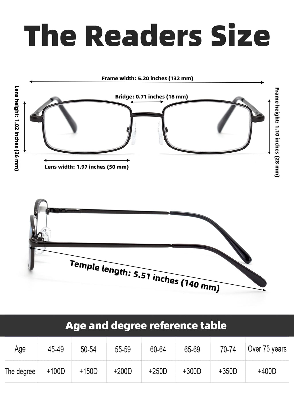 Autojouls 6-Pack Metal Reading Glasses Blue Light Blocking Spring Hinge Readers Lightweight Sturdy Comfortable, 3 Black 3 Gunmetal 2.0 x
