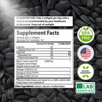 Organic Turkish Black Seed Oil Capsules, Premium Cold Pressed, High TQ, 1 Month Supply, Non-GMO Black Cumin Nigella Sativa Oil for Immune Support, Joint, Digestive Health, 1000mg per Capsule, 60ct