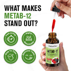 NaturalSlim Liquid B12 Vitamins with Vitamin D - Metab-12 Methylcobalamin 2500 mcg B12 Sublingual Drops for Metabolism, Energy, & Immune Support - Berry Flavor 1 fl oz