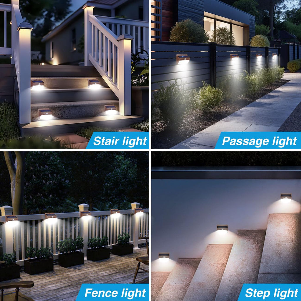 Peasur Solar Outdoor Lights, [8 Packs] Motion Sensor Security Lights with 3 Lighting Modes Wall Lights Waterproof Solar Powered Lights for Garden Yard, Brown