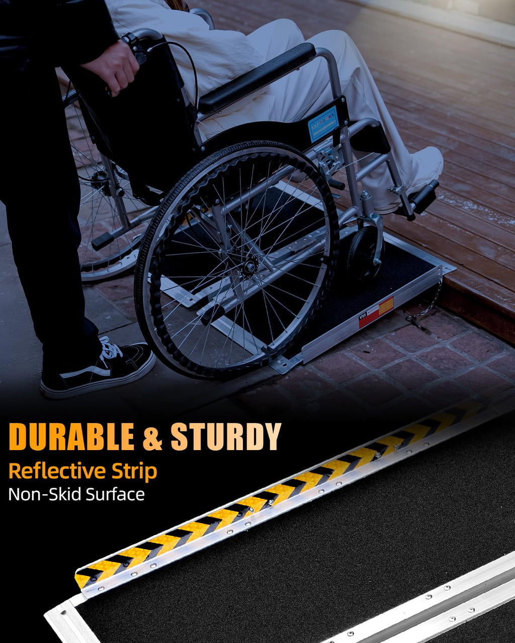 VNN Portable Wheelchair Ramp 2FT, Non-Slip Aluminum Ramps for Wheelchairs for Home, Handicap Wheelchair Ramps for Home Steps, Aluminum Loading Dock Plates
