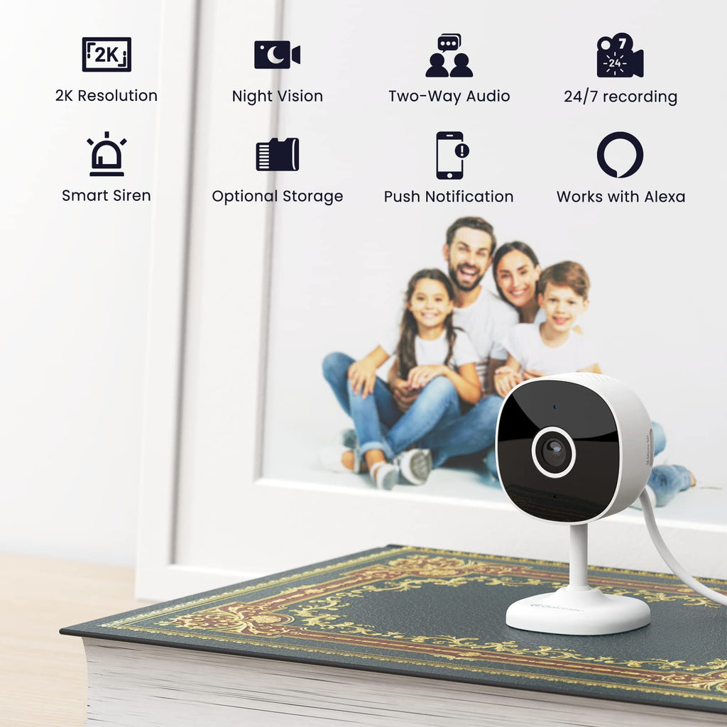 Galayou Indoor Home Security Cameras - 2K WiFi Surveillance Camera with Two-Way Audio for Baby/Pet/Dog/Nanny, Smart Siren with Phone App, SD/Cloud Storage, Works with Alexa & Google Home G7-2PACK