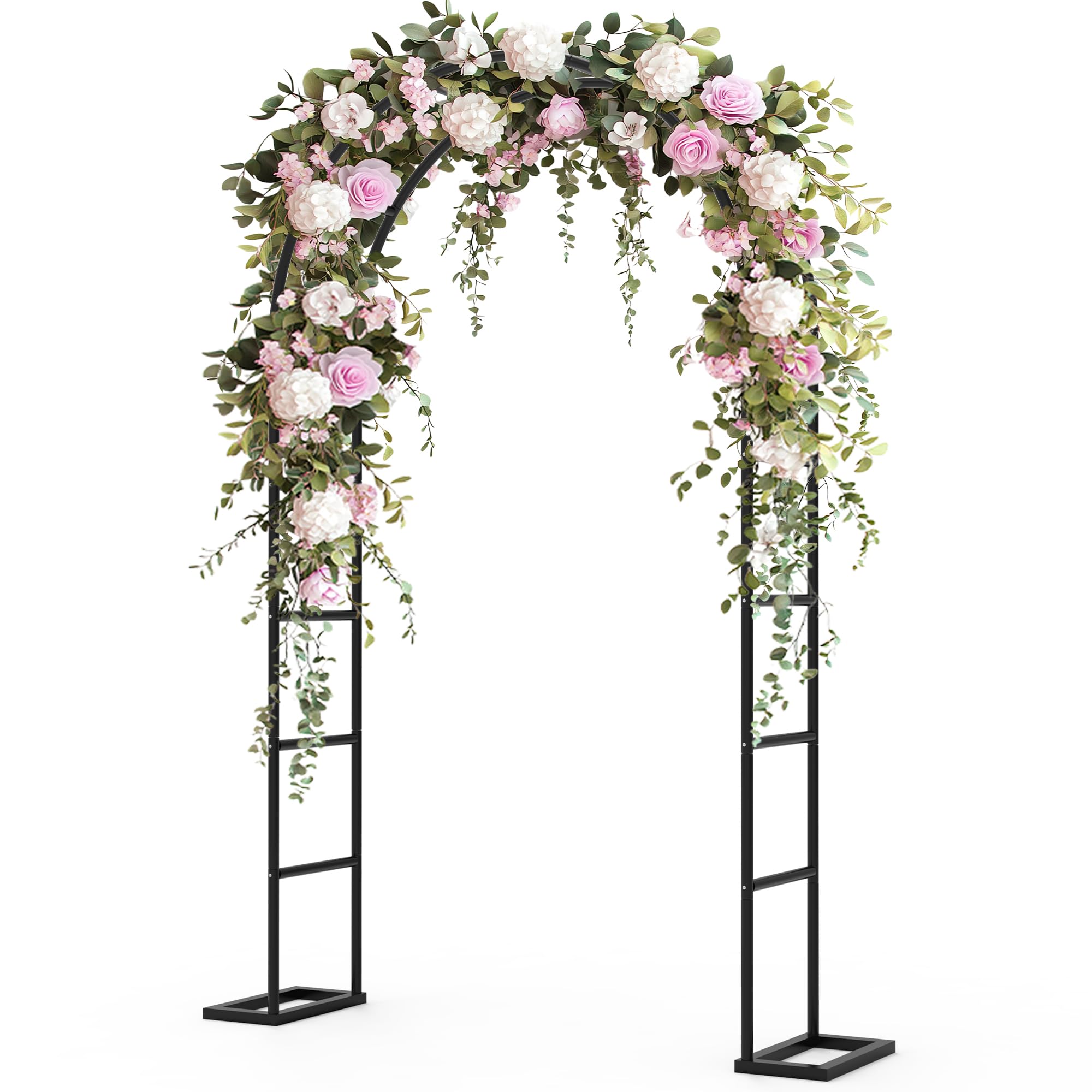 Trellume Garden Arch Trellis for Climbing Plants Outdoor, Wedding Arch with Base-94.5"(H)*55"(W), Balloon Arch Stand for Ceremony Valentines Day Birthday Baby Shower Garden Floral
