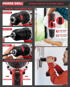 KINGTOOL Home Tool Set Kit - 286 PCS Home Auto Repair Tool Kit with Rolling Tool Box, Mechanic Tool Sets with 21V Max Cordless Power drill, Perfect for Homeowner, Diyer, Handyman