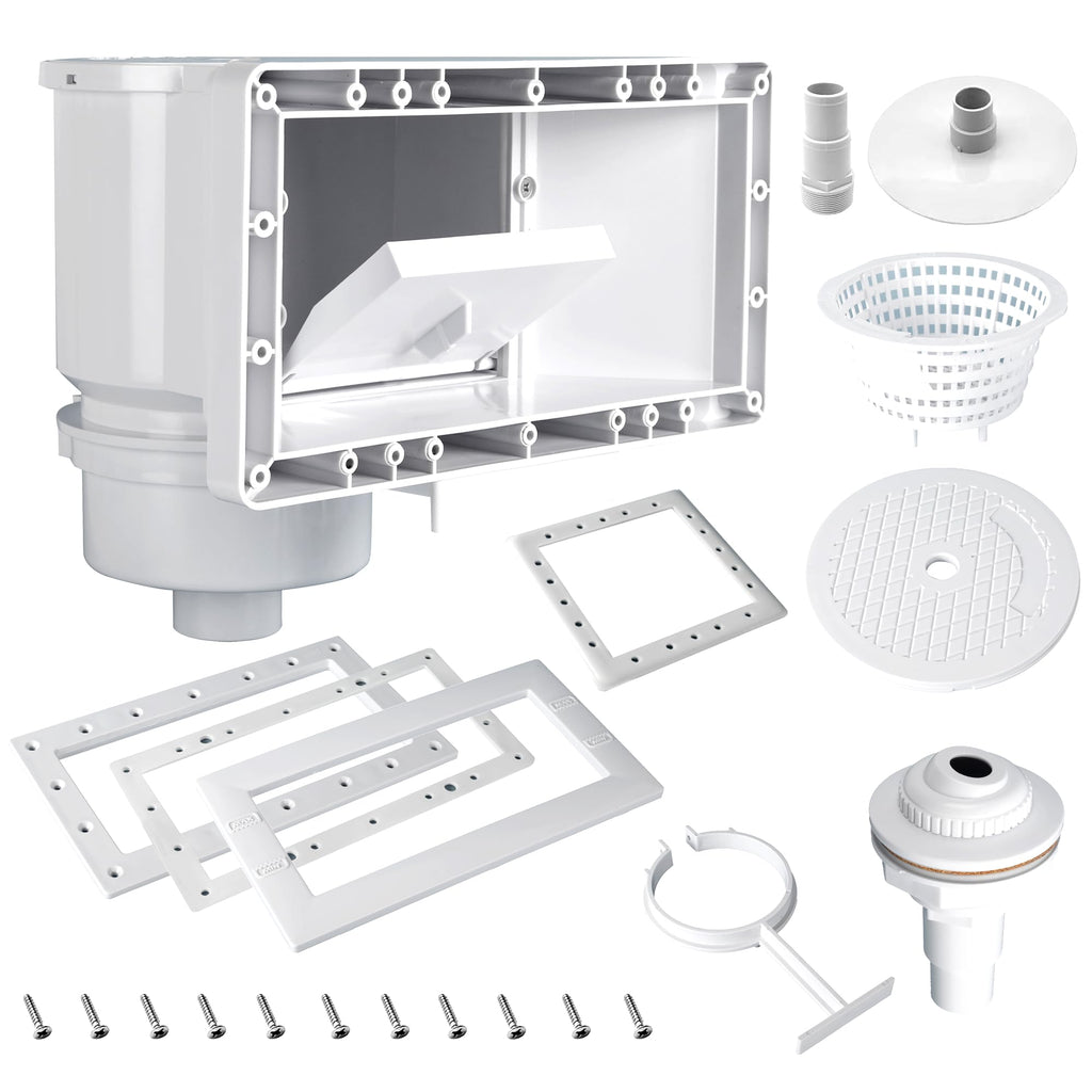 TonGass Complete-Set SP1091WM Thru-Wall Skimmer Kit Compatible with Hayward Above-Ground Pool Skimmers, Wide Mouth Through Wall Skimmer Set for SP1091WM Dyna-Skim Above-Ground Pool Skimmers