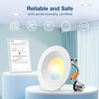 Amico 24 Pack 4 inch 5CCT LED Recessed Lighting, Dimmable, 8.5W=60W, 650LM, 2700K/3000K/4000K/5000K/6000K Selectable, Retrofit Can Lights with Baffle Trim, IC Rated - ETL & FCC, White