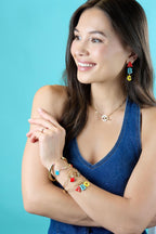 Alex and Ani Teacher’s Multi Charm Textured Bangle - School-Inspired Charms: Paint Palette, Pencil, Red Apple, Gold Finish, Cute Bracelets for Women, Easy Stack