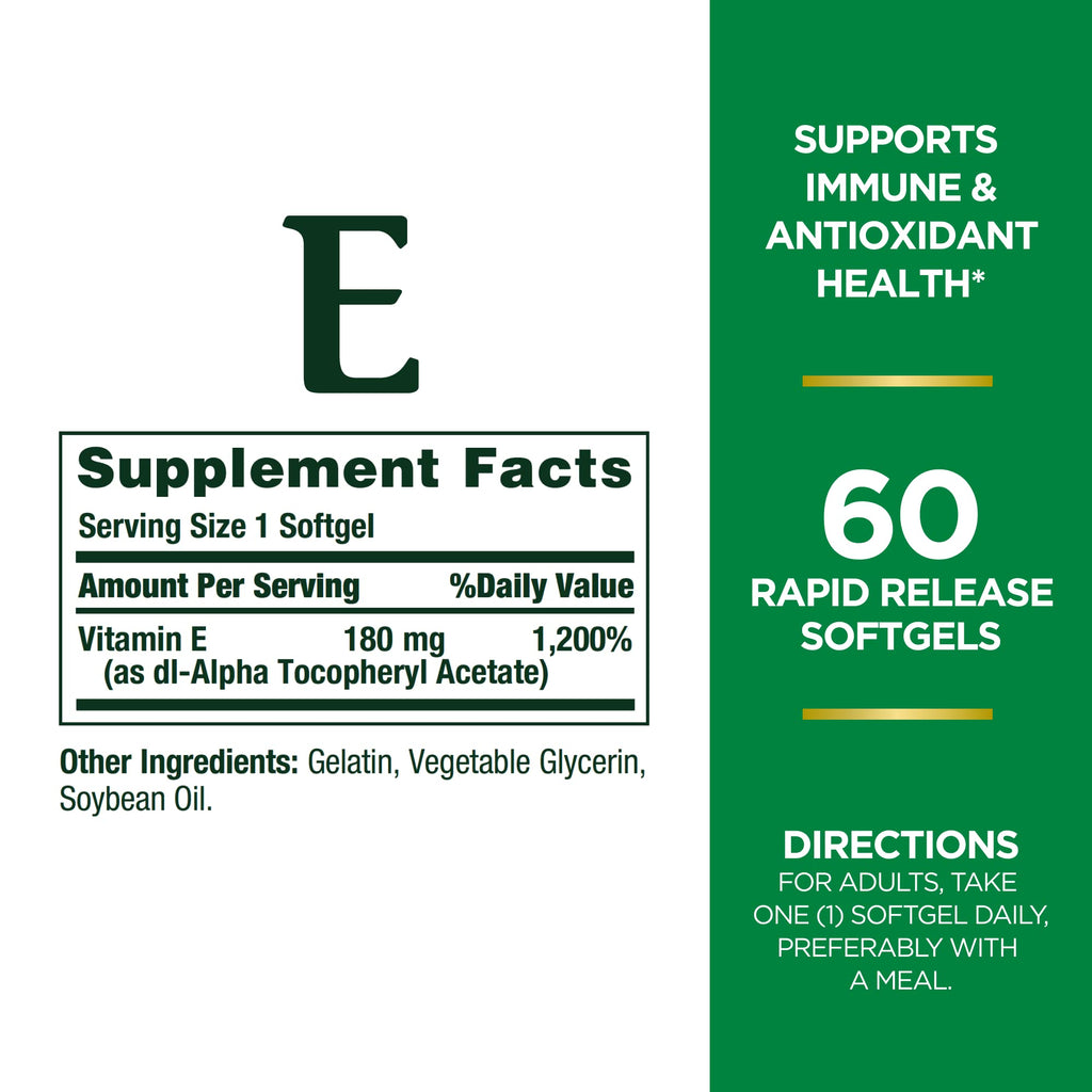 Nature's Bounty Vitamin E Pills and Supplement Softgels, Supports Antioxidant Health, 400iu, 120 Count (Pack of 3)