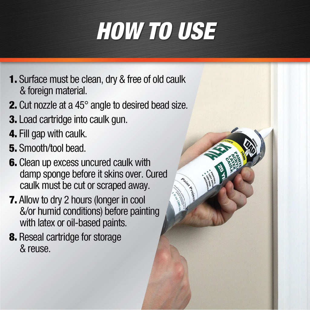 DAP Alex Painter's Acrylic Latex Caulk, White, 10.1 Oz, 30 Pack (7079818609)