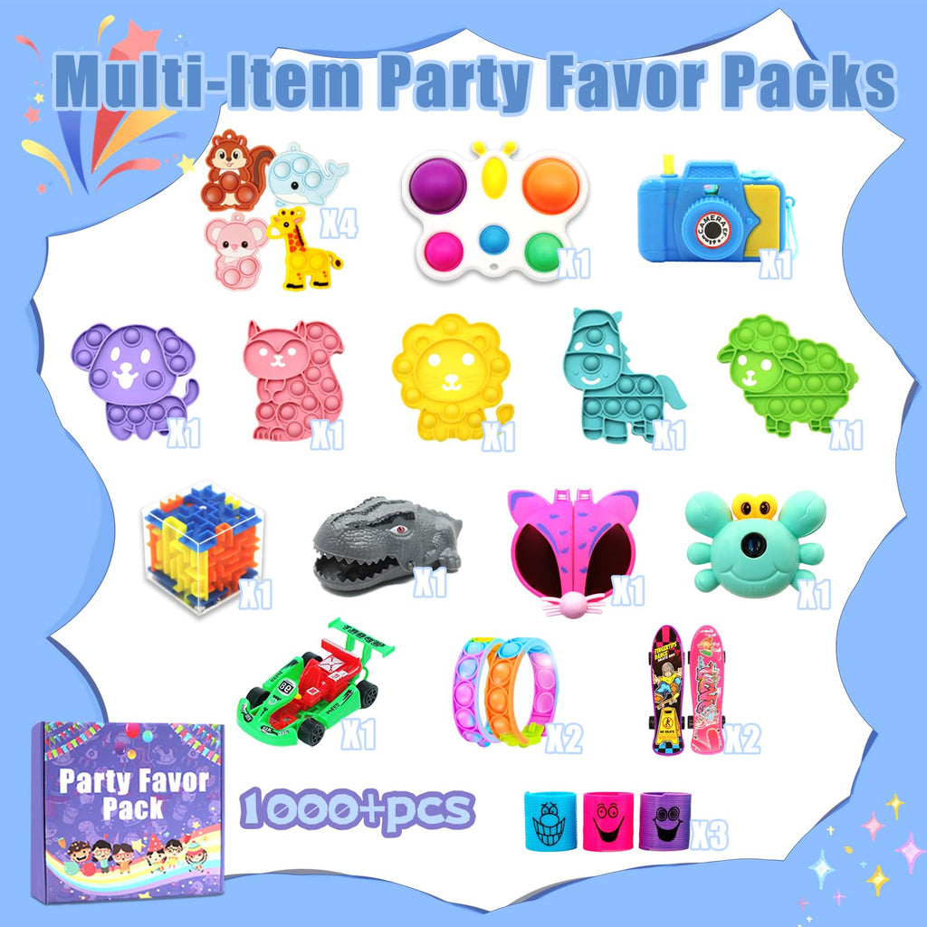 1000 Pcs Party Favors for Kids, Fidget Toys Bulk, Treasure Box Toys for Classroom Prizes, Goodie Bag Stuffers Pinata Fillers, Carnival Birthday Stocking Stuffers for Boys Girls, Prize Box Toy for Kids