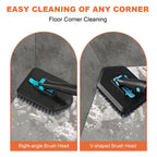 Long Handled Scrub Brush for Shower,3-in-1 Cleaning Brushes with 3 Different Function Cleaning Heads Brush for Shower Cleaning Bathroom Kitchen Walls Tub Tile (Black)