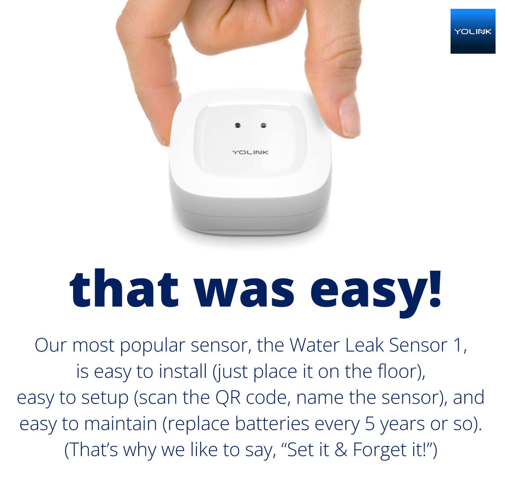 YoLink Water Leak Detector, 1/4 Mile World's Longest Range, Wireless Smart Water Leak Sensor, Alexa, IFTTT, Hub Required
