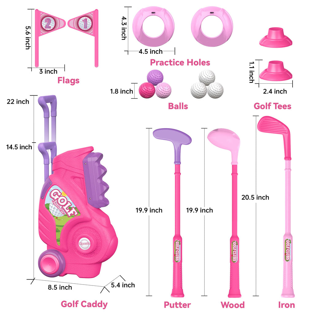 Liberry Toddler Golf Clubs Set Toy for 1 2 3 4 Years Old Girls Boys, Pink