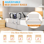 Bed Rails for Elderly Adults Safety - Extended Bed Assist Rail for Seniors - ASTM Approved Adjustable Bed Side Rails Handle Support Bar with Storage Bag & Fixing Strap, Fit King Queen Full Twin