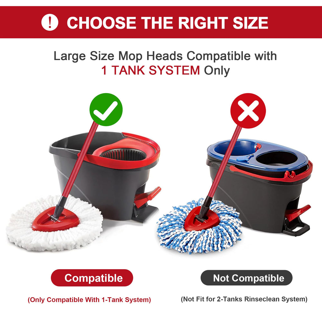6 Pack Mop Replacement Heads for Spin Mop, Microfiber Spin Mop Refills, Easy Cleaning Mop Head Replacement