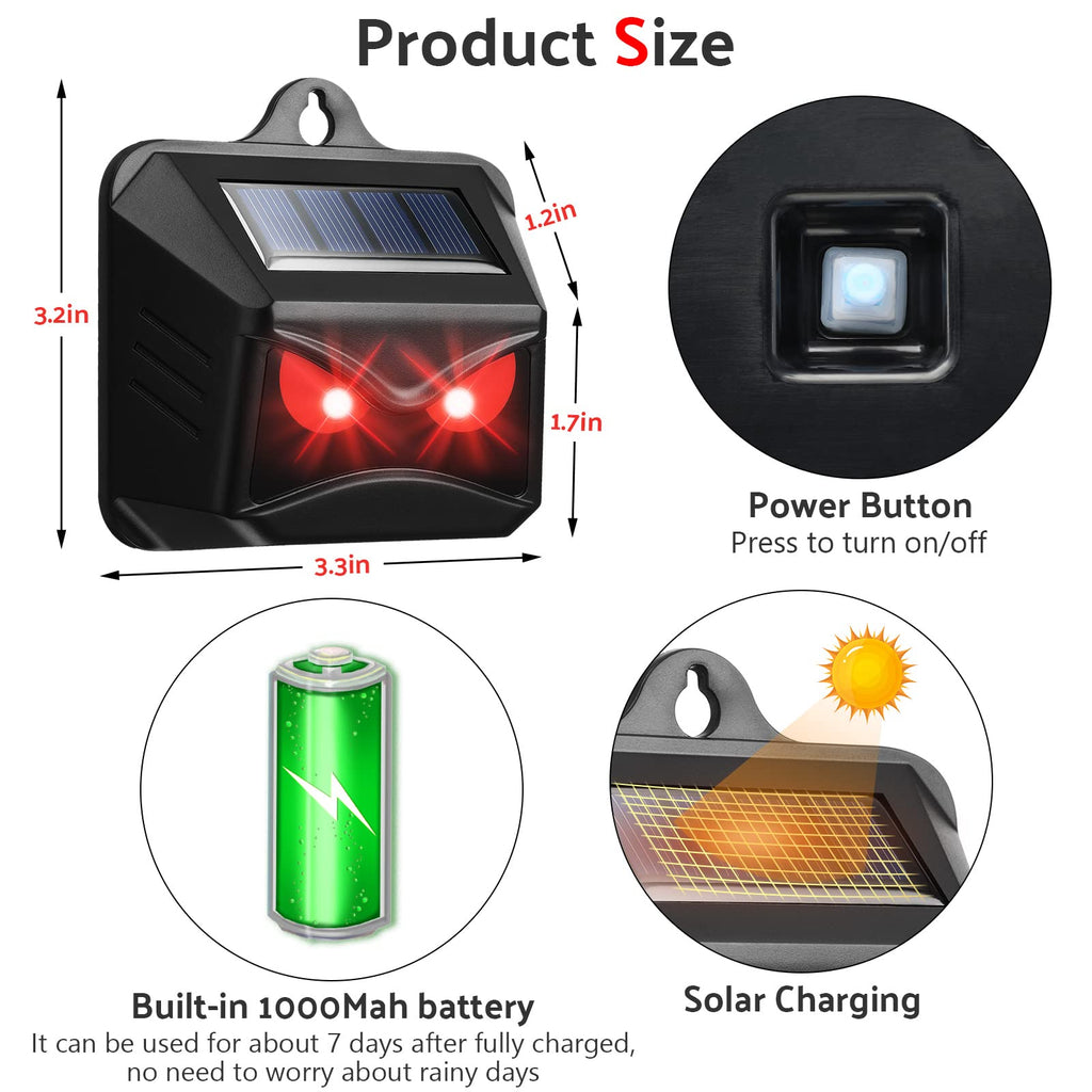 Kittmip Solar Control Light Nocturnal Animal Repeller Outdoor Deterrent Devices Light Sensor Animal Repellent for Skunk Deer Coyote Fox Raccoon Cat Garden Yard Farm Chicken Coop (12, Black)