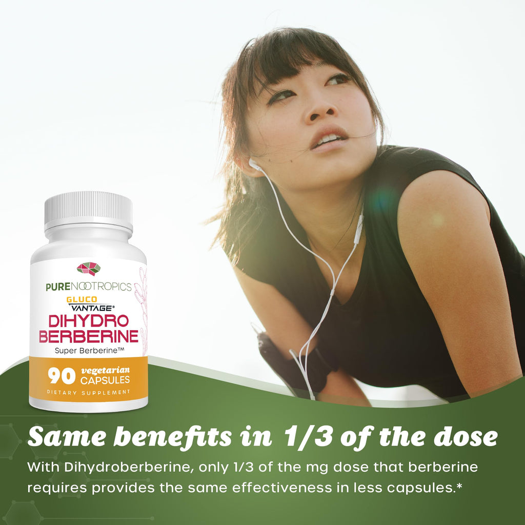 Pure Nootropics - Dihydroberberine Supplement (GlucoVantage) 100 mg, 90 Capsules | Super Berberine