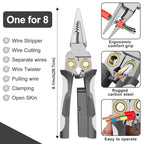 GADO Pro 8-in-1 Wire Stripper/Cutter with Voltage Tester & Dual Alarms - Heavy Duty 12-250V AC/DC Electrical Tester for Hot/Neutral Wires - Electrician, HVAC, Car Repair Tool (Gray)