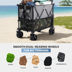 DUMOS Double Decker Wagon 440LBS, Collapsible Folding Beach Wagon 400L