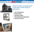 BESTORQ A159 V-Belt, Classic Wrapped Rubber X3 V-Belt, Black, 161" Outside Circumference x .51" Width x .34" Height, Pack of 1