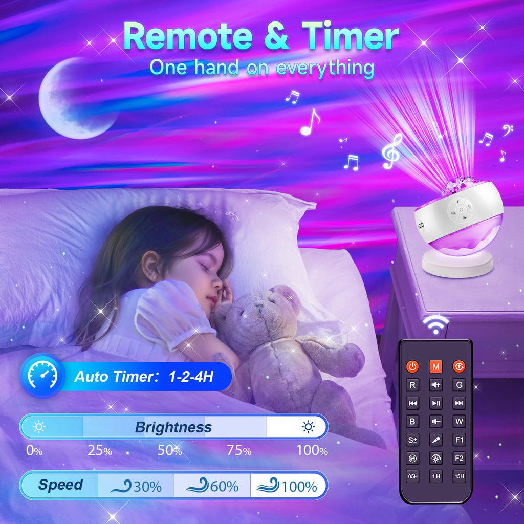 LED Aurora Galaxy Projector Sensory Light Sound Machine Bluetooth Speaker