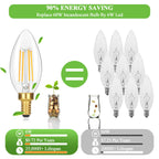 Dimmable E12 Candelabra LED Light Bulbs 60 Watt Equivalent, 6W 630LM Chandelier Light Bulb 2700K Soft Warm White, Vintage LED Filament Clear Glass Candle Light Bulbs, 90+ CRI, No Flicker, 12-Pack