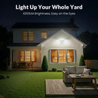 LEPOWER LED Security Lights Motion Sensor Light Outdoor, 38W 4200LM Light, 5500K, IP65 Waterproof, 3 Head Detected Flood Light for Garage, Yard, Porch (White)