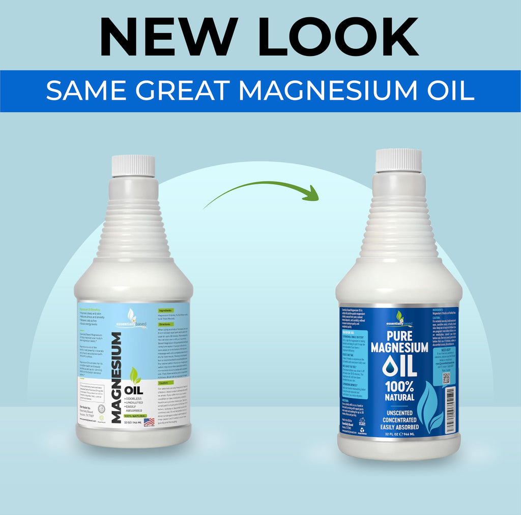 Pure Magnesium Oil Spray 32oz - Topical Magnesium for Sleep Extra Strength - Less Sting - Less Itch - 100% Natural and Organic Oil - Made in USA