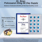Dr. Brian Policosanol 20mg | Supports Heart & Cholesterol Health - Vegan, Gluten Free, Dairy Free, 90 Policosanol Vegetable Tablets