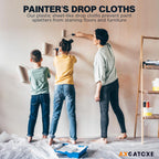 12 x 9 Ft Plastic Sheet Drop Cloths (30-Pack) - Disposable Painter's Sheeting & Tarps for Painting, Waterproof Painting Supplies, Dust Cover for Furniture/Couch/Floor Protection