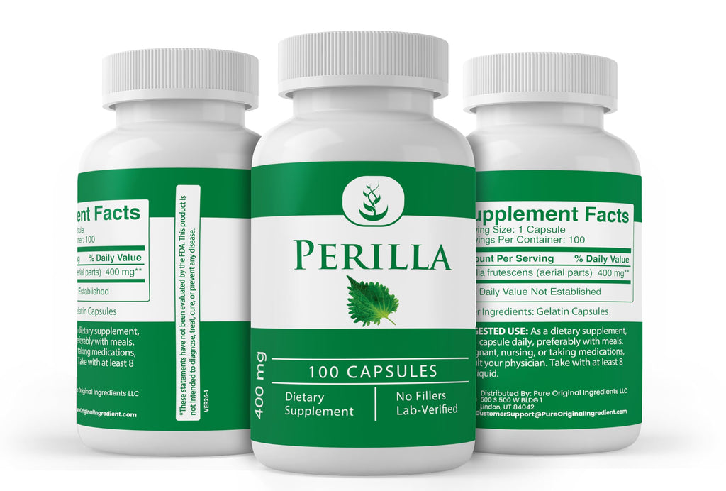 PURE ORIGINAL INGREDIENTS Perilla, (100 Capsules) Always Pure, No Additives or Fillers, Lab Verified