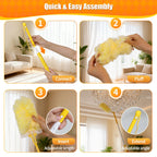 Swilsweep 30 Count 360° Heavy Duty Duster Refills, Compatible with Swiffer Duster, Includes 1 Short Handle & 1 3 ft Extendable Handle, 4X Microfiber Cleaning Dusters, Disposable Unscented
