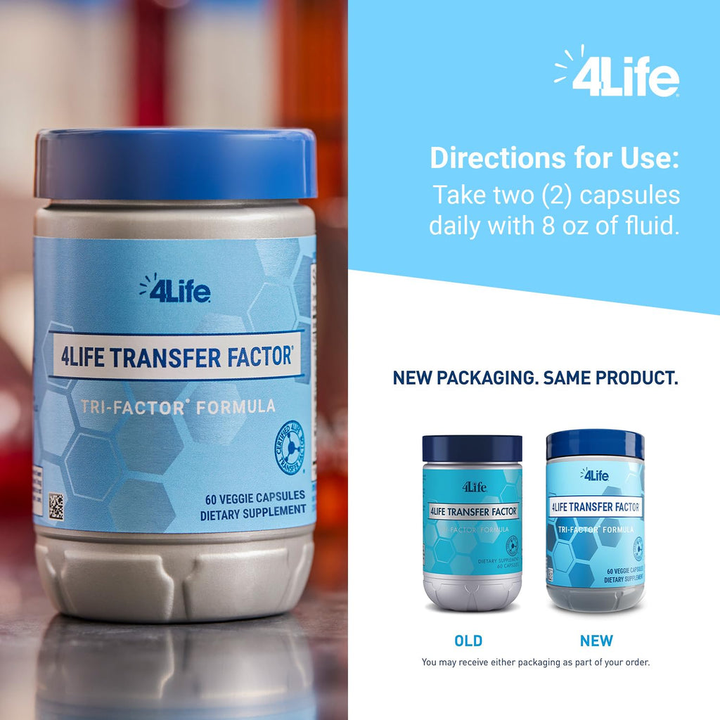 4Life - Transfer Factor Tri Factor Formula - Immune Supplement with Bioactive Peptides, Colostrum, Egg Yolk, Supports Immune Balance - 60 Veggie Capsules