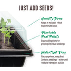 Jiffy Seed Starting Tray Kit - 36 Cell Germination Tray, Portable - 2 Pack, 72 Pellets - Plastic