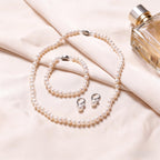 Freshwater Pearl Necklace Set Includes Bracelet and Earrings Genuine Pearl Set Jewelry for Women 925 Sterling Silver Pearl Jewelry for Mother's Day, Anniversary, Birthday, Valentine's Day, Wedding