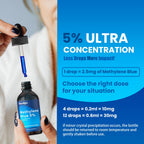Methylene Blue Drops 5%, 99.99% Purity USP Pharmaceutical Grade Solution for Humans, No Formaldehyde & No Alcohol, 4.06 OZ FL