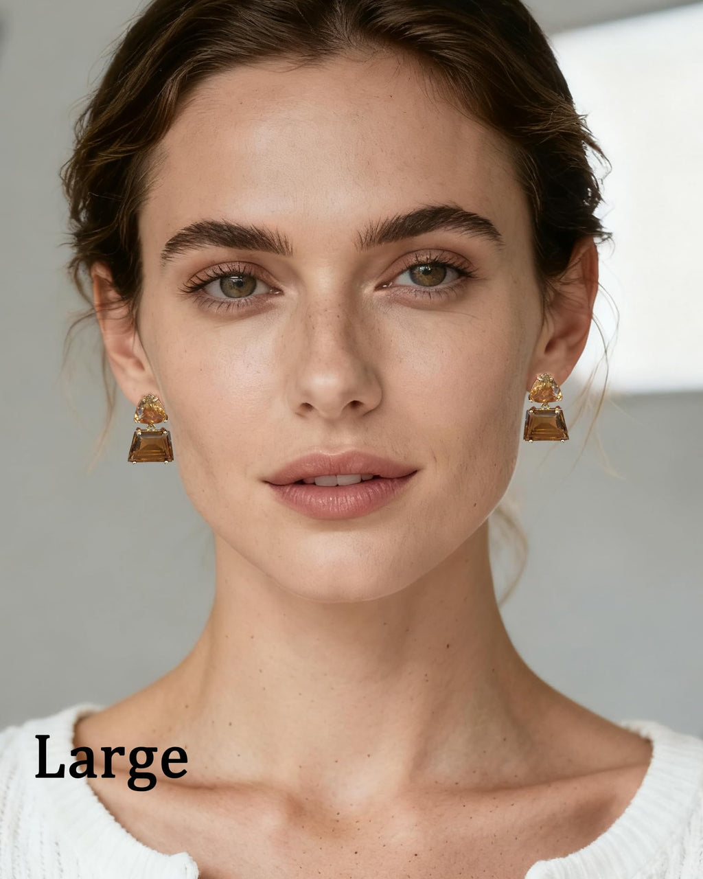 Elaximn Large Hypoallergenic Brown Crystal Dangle Earrings for Women