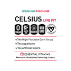 CELSIUS PEACH VIBE Sparkling White Peach, Sugar Free Energy Drink, 12 Fl Oz (Pack of 12)