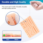 Alcedo Suture Practice Kit for Medical Students | Complete Set (32 Pieces) Include Durable Large Suturing Pad with Pre-Cut Wounds, Tools Kit, and Suture Threads for Educational Use Only