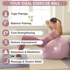 APEXUP Yoga Ball Exercise Ball, Anti Slip Stability Ball Chair, Heavy Duty Large Gym Ball for Fitness, Balance, Core Workout and Physical Therapy (M (19"~22) 55cm, Pink)