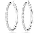 Swarovski Dextera Women's Hoop Pierced Earrings with White Crystals in a Rhodium Plated Setting
