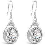 Oval Cut Cubic Zirconia Drop Dangle Earrings for Women Mom (Clear)