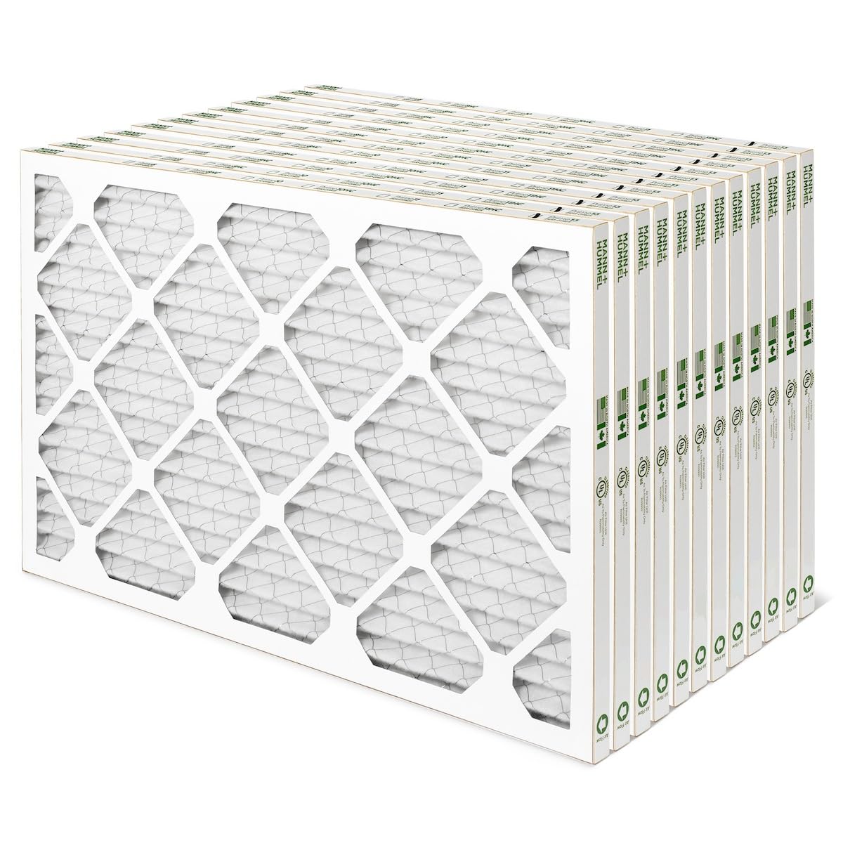 Mann+Hummel 13 x 21-1/2 x 1 MERV 8 Pleated HVAC AC Furnace Air Filters. Case of 12. (Exact Size: 13 x 21.5 x 0.75 Inches)