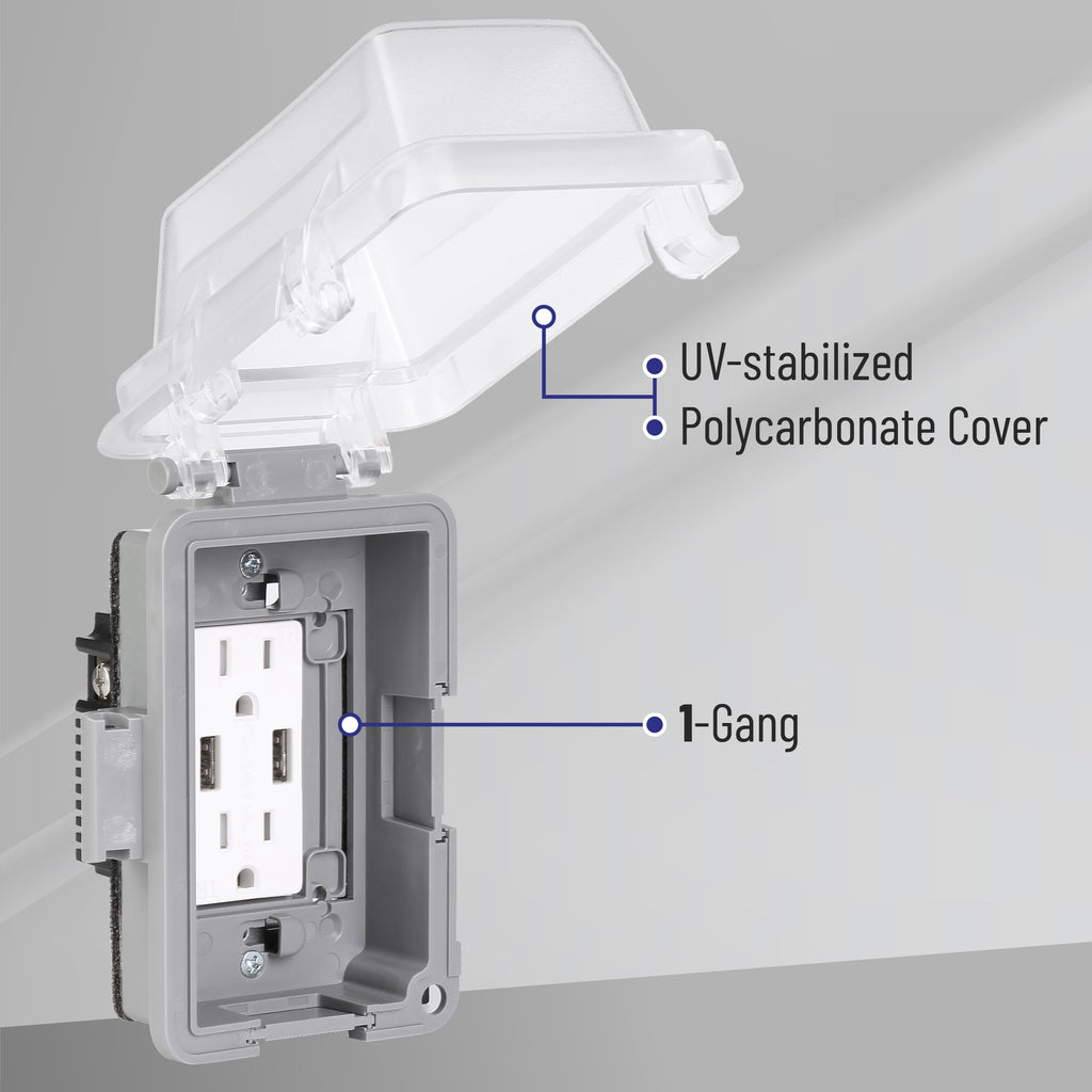 Bates Choice Weatherproof Electrical Outlet Cover, 2 Pack, 1-Gang, Outdoor Outlet Cover, Weatherproof, Outlet Cover Box