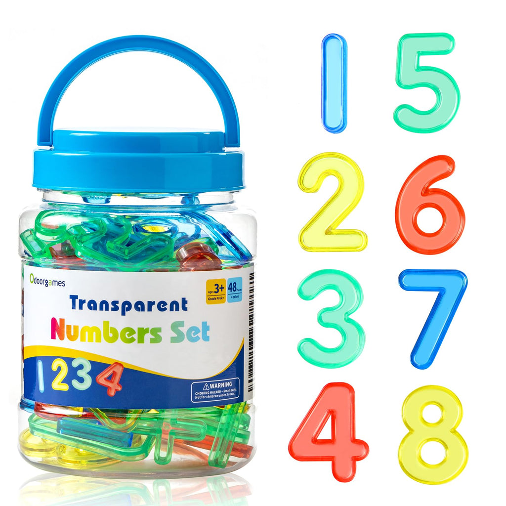 Odoorgames 48 Pcs Translucent Numbers – Light Table Toys, Manipulatives and Accessories for Enhanced Learning & Fun