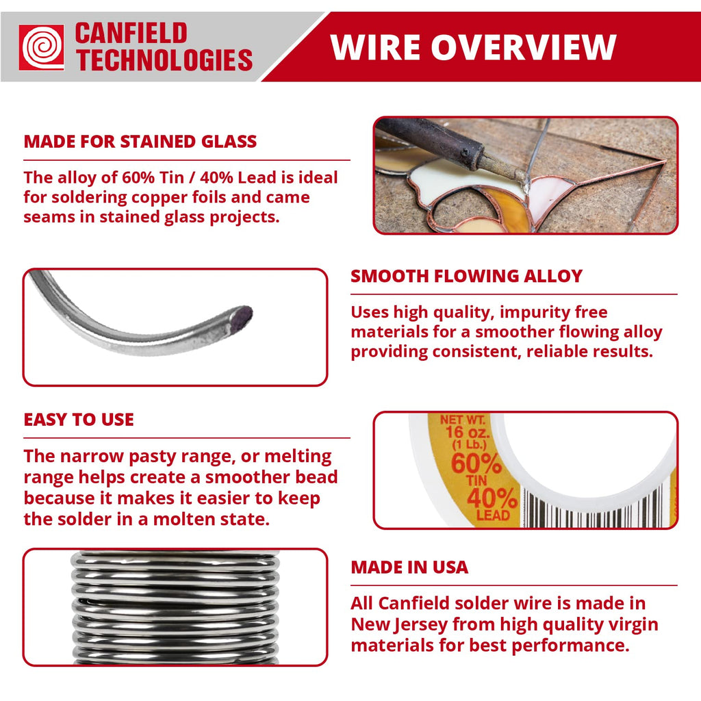 Canfield 60/40 solder for stained glass 4 Lb. Pack